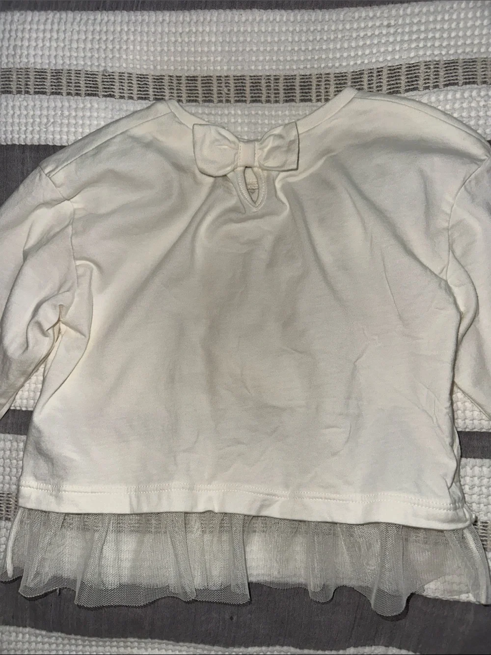 Carter's Cream Long Sleeve Top with Mouse and Tulle Hem
